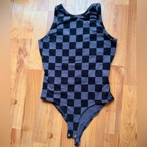Vans Black and Gray Checkered Bodysuit